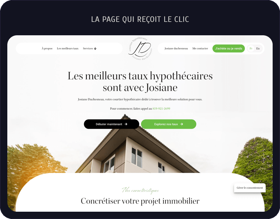 La page qui reçoit le clic : hypothequegatineau.ca