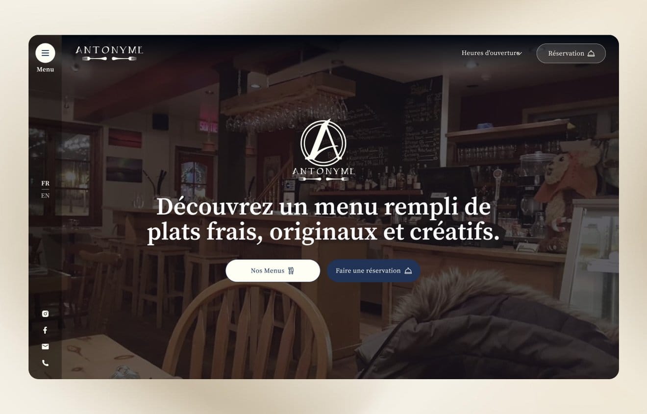 Site web du Restaurant Antonyme