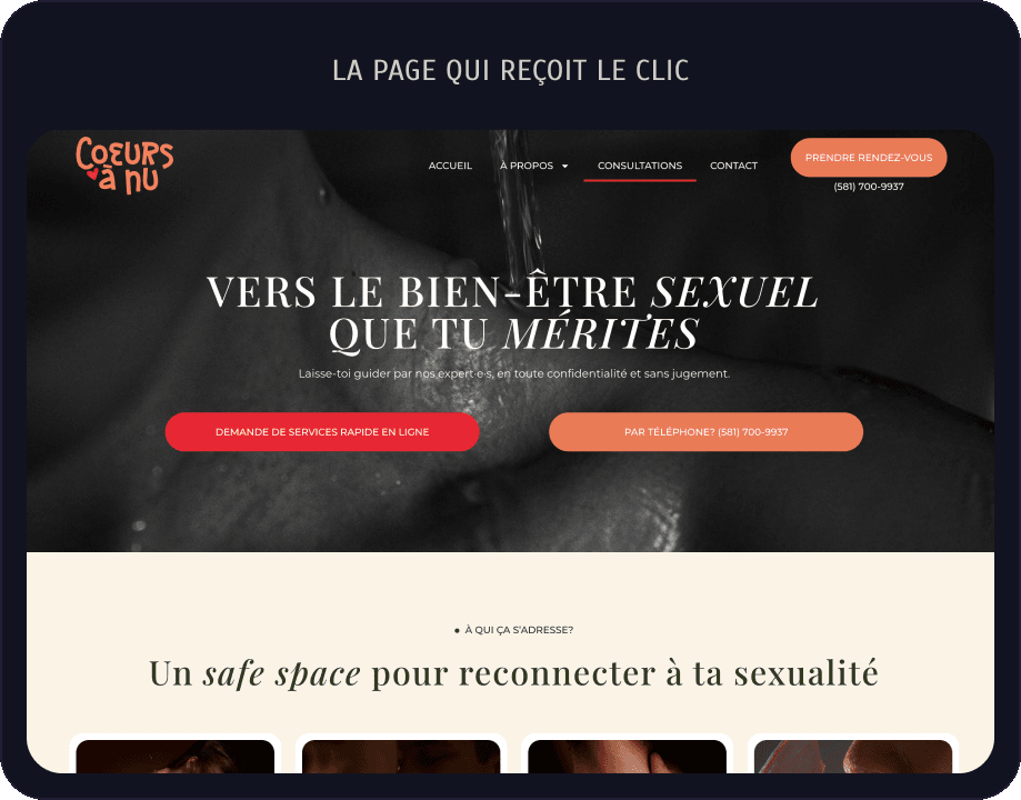 La page qui reçoit le clic : coeursanu.ca/consultations