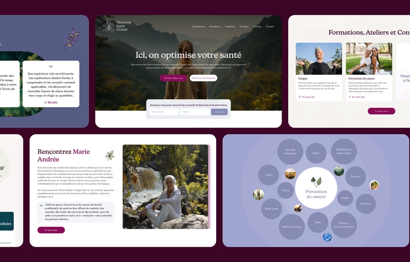 Site web d’Harmonie Santé Globale