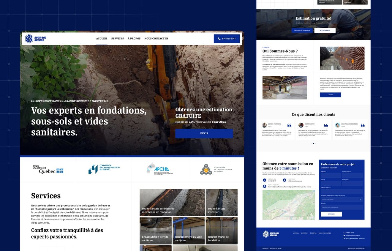 Page d’accueil du site Sous-sol Sécure