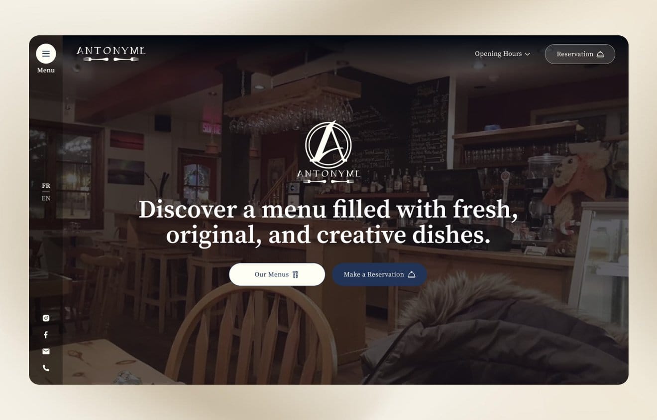 Restaurant Antonyme website